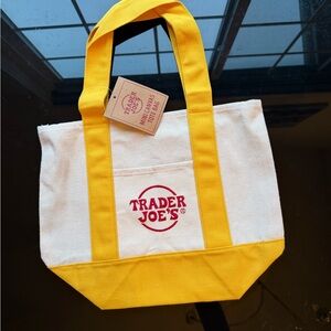 Trader Joe's Yellow and White Tote Bag